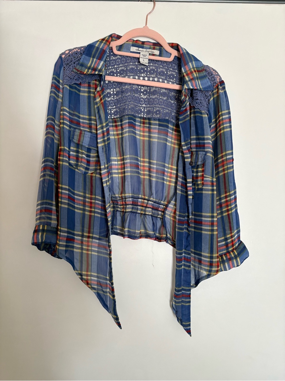 American Rag plaid lightweight blouse. - Picture 2 of 9